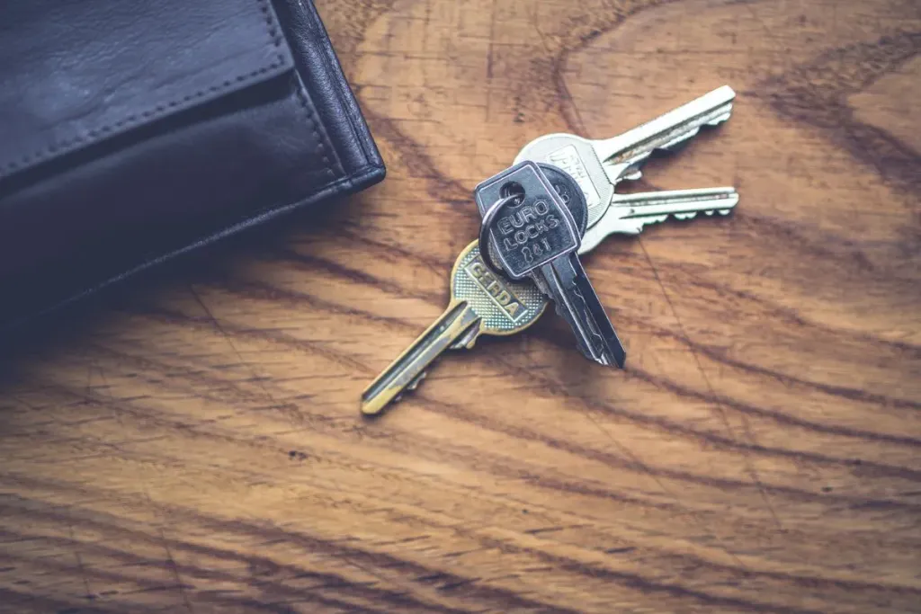 Keys on a wooden desk